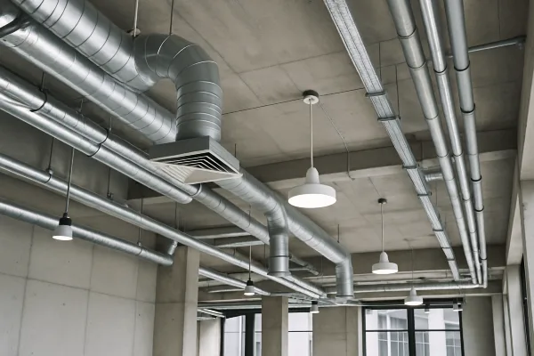 metal air ducts attached to the ceiling of a building from Round Rock Air Conditioning Repair in Round Rock, TX - Commercial air conditioning repair