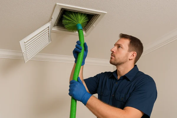 an hvac technician cleaning the ducts with a machine from Round Rock Air Conditioning Repair in Round Rock, TX - heating and cooling near me an hvac technician cleaning the ducts with a machine from Round Rock Air Conditioning Repair in Round Rock, TX - heating and cooling near me
