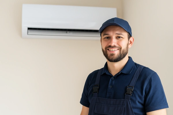 an hvac technician smiling at the camera from Round Rock Air Conditioning Repair in Leander, TX - Leander TX